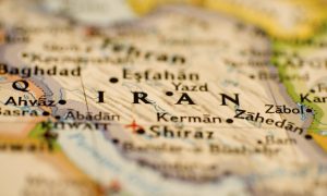 Partially Blurred Image of Iran on a Map